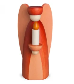 Ange De Noël En Bois Rouge Avec Bougie