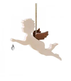Ange En Bois D'Erable Avec Un Cristal Swarovski, Allonge