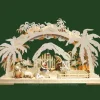 Arche Lumineuse Electrique Led, Personnages Crèche De Noël En Bois Cisele Peint