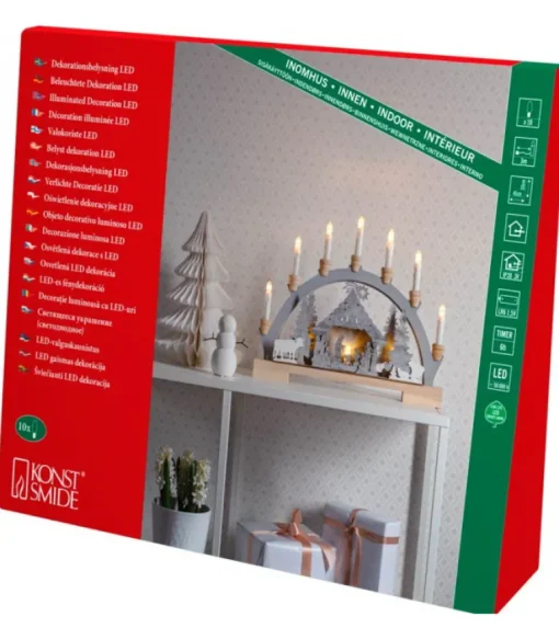Arche Lumineuse Led En Bois Avec Crèche De Noël, 7 Lampes, 45 Cm