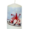 Bougie De Noël Ronde Avec Des Pères Noël Sur Un Traineau