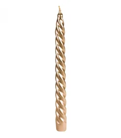 Bougie Torsadee Doree Pour Chandelier, 25 Cm