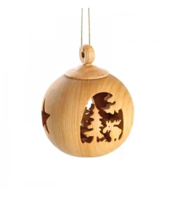 Boule De Noël En Bois, Motif Elan, 6 Cm