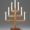 Chandelier 7 Branches En Bois De Chene Huile, 46 Cm