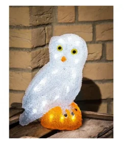 Chouette Lumineuse Led En Acrylique, 27 Cm
