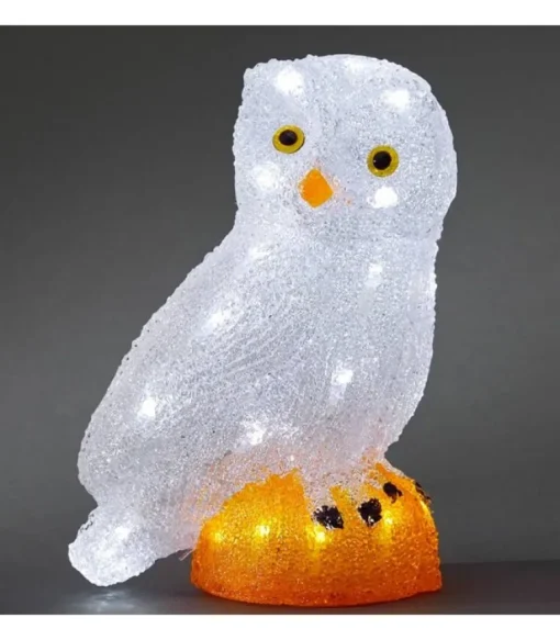 Chouette Lumineuse Led En Acrylique, 27 Cm
