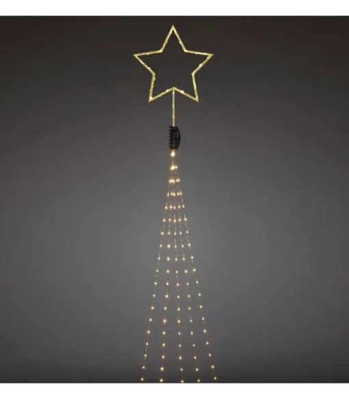 Cime Sapin De Noël, Voile Guirlande Avec Etoile Doree, 274 Diodes Led