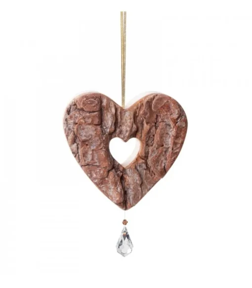 Coeur En Bois A Suspendre Avec Cristal Swarovski