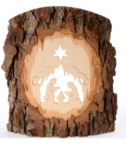 Crèche A Poser En Ecorce De Bois, 18 Cm