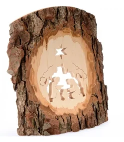 Crèche A Poser En Ecorce De Bois, 18 Cm
