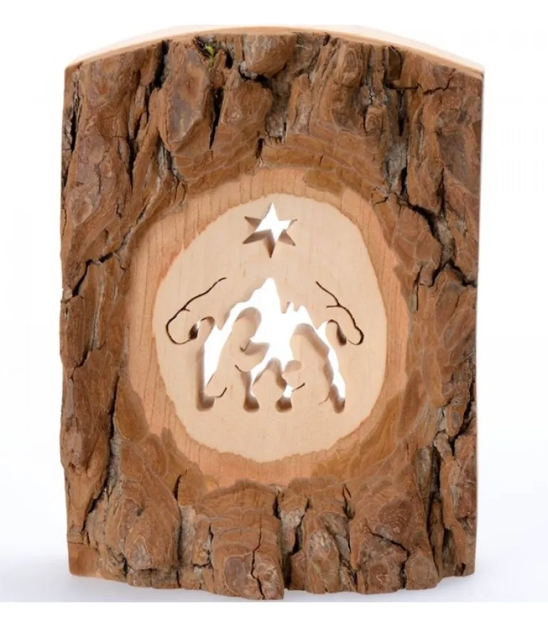 Crèche A Poser En Ecorce De Bois, 11 Cm