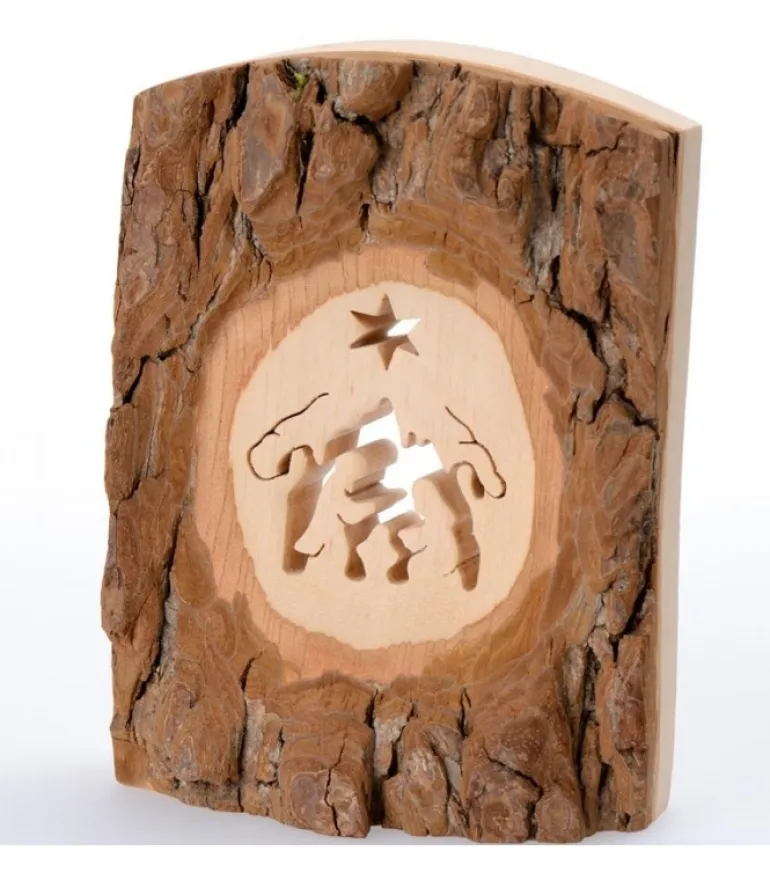 Crèche A Poser En Ecorce De Bois, 11 Cm