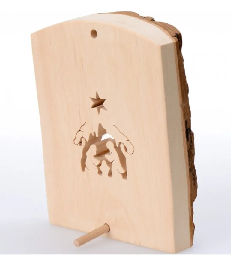 Crèche A Poser En Ecorce De Bois, 11 Cm