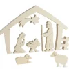 Crèche De Noël Avec Nativite, Bois Naturel, 15 Cm