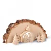 Crèche De Noël En Bois Cisele Dans Un Rondin De Bois, 30 Cm