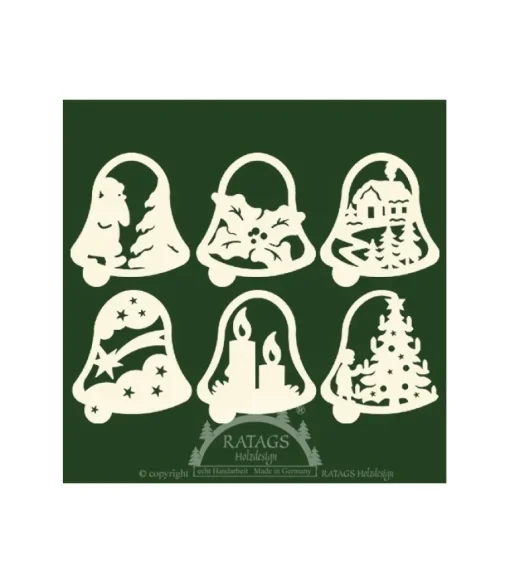 Décoration De Noël Pour Sapin, 6 Clochettes En Bois - Set N° 18