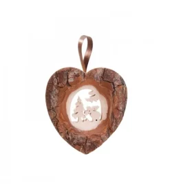 Décoration Murale En Bois, Grand Coeur Motif Elan, 14,5 Cm