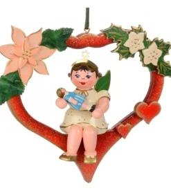 Décoration Sapin De Noël, Ange Dans Un Coeur Rouge