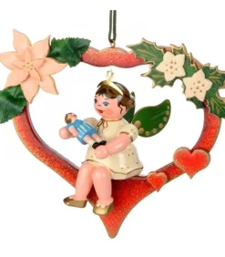 Décoration Sapin De Noël, Ange Dans Un Coeur Rouge
