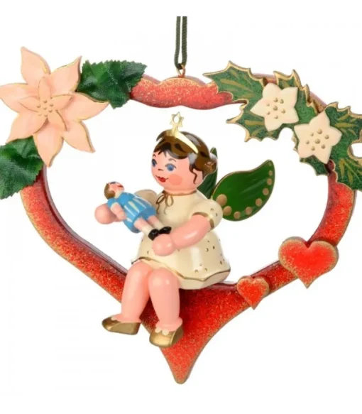 Décoration Sapin De Noël, Ange Dans Un Coeur Rouge