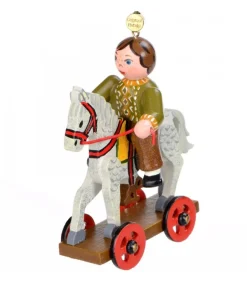 Décoration Sapin De Noël Vintage, Enfant Sur Un Cheval De Bois,