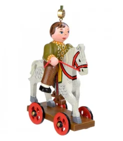 Décoration Sapin De Noël Vintage, Enfant Sur Un Cheval De Bois,