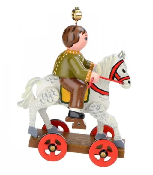 Décoration Sapin De Noël Vintage, Enfant Sur Un Cheval De Bois,