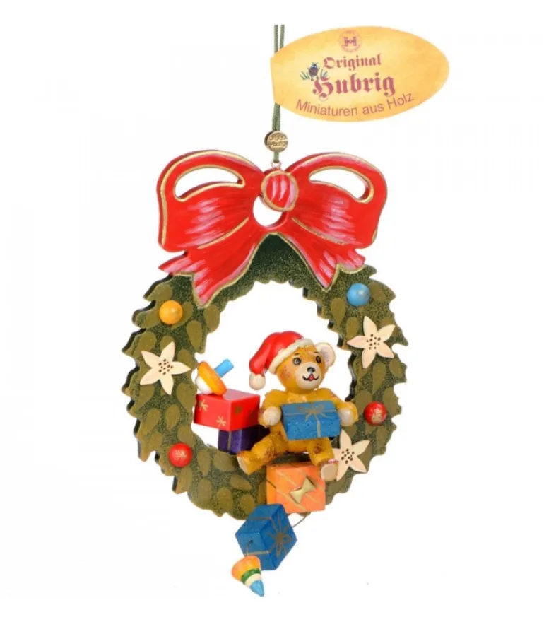 Décoration Sapin De Noël Vintage, Ourson Dans Couronne