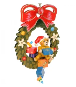 Décoration Sapin De Noël Vintage, Ourson Dans Couronne