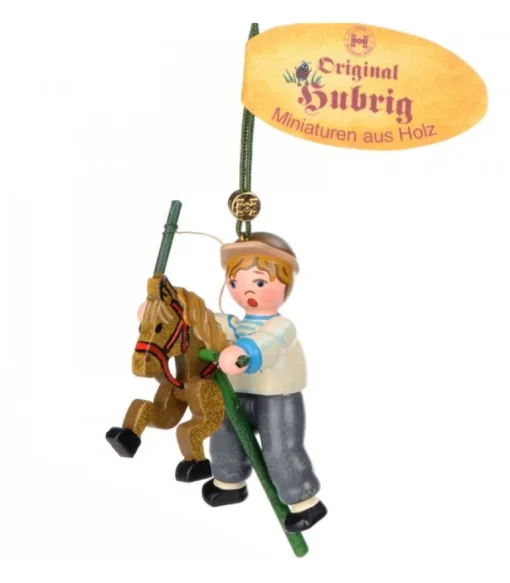 Décoration Sapin De Noël Vintage, Petit Garcon Sur Un Cheval En Bois