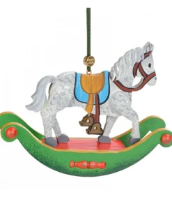 Décoration Sapin De Noël Vintage, Cheval A Bascule En Bois
