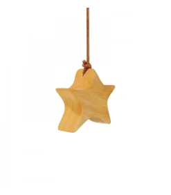 Etoile En Bois D'Aulne A Suspendre, Asymetrique 6 Cm
