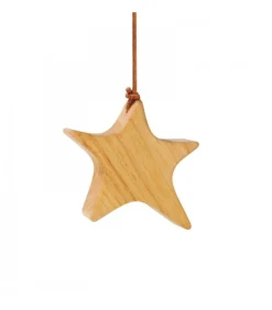 Etoile En Bois D'Aulne A Suspendre, Asymetrique 7,5 Cm