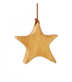 Etoile En Bois D'Aulne A Suspendre, Asymetrique 9 Cm