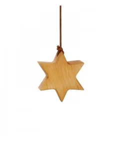 Etoile En Bois D'Aulne A Suspendre 5,5 Cm