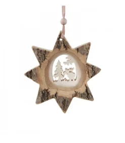 Etoile En Bois, Motif Cisele Elan, 10 Cm