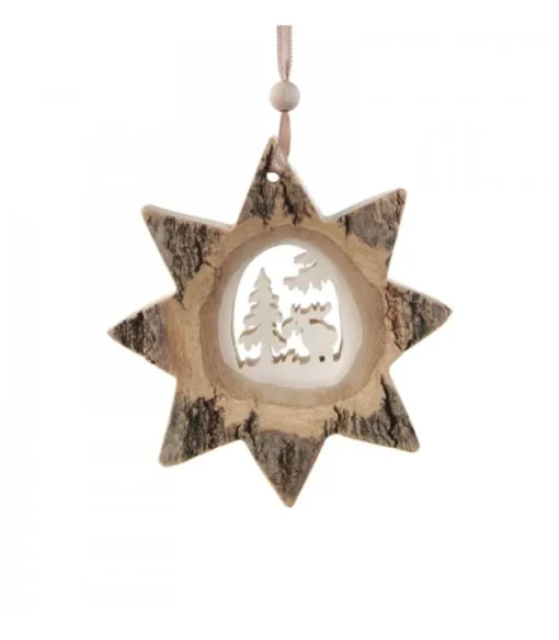 Etoile En Bois, Motif Cisele Elan, 10 Cm