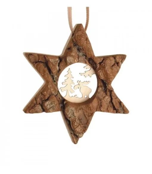 Etoile En Bois, Motif Cisele Elan, 7 Cm