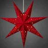 Etoile Lumineuse 7 Branches En Papier Velours Rouge A Suspendre, 60 Cm