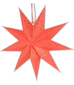Etoile Lumineuse Rouge En Papier A Suspendre, 45 Cm