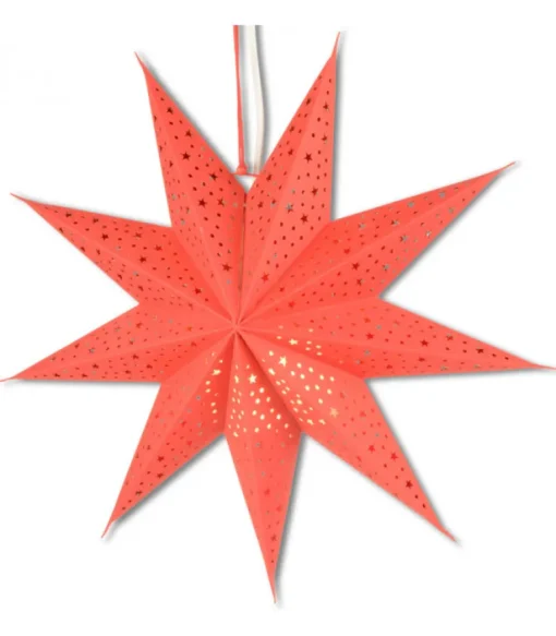 Etoile Lumineuse Rouge En Papier A Suspendre, 45 Cm