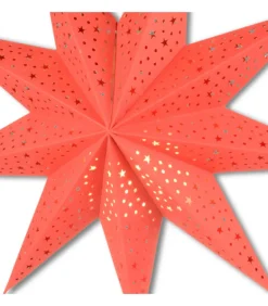 Etoile Lumineuse Rouge En Papier A Suspendre, 45 Cm