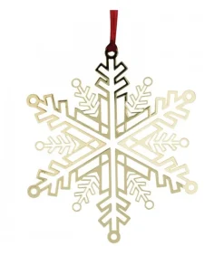 Flocon De Neige Design En Metal Dore A Accrocher