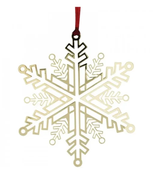 Flocon De Neige Design En Metal Dore A Accrocher