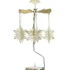 Grand Carrousel De Noël Flocons De Neige Dores, 28 Cm