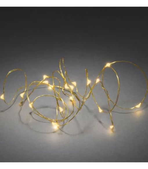 Guirlande Led A Pile, 20 Diodes Ambrees, Fil Laiton