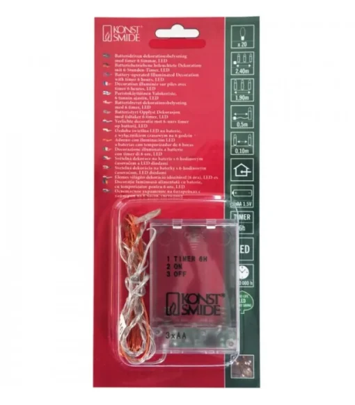 Guirlande Led A Pile, 20 Diodes Ambrees, Fil Laiton