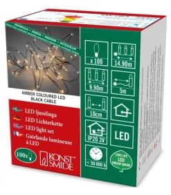Guirlande Lumineuse Led Effet Gouttes, 100 Diodes Ambrees, Fil Noir