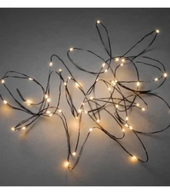 Guirlande Lumineuse Led Effet Gouttes, 50 Diodes Ambrees, Fil Noir