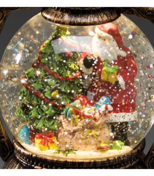 Lanterne À Neige Boule A Led, Père Noël, 20 Cm